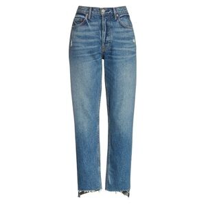Grlfrnd Denim Helena Crop Raw Hem Straight Leg Jeans Size 27